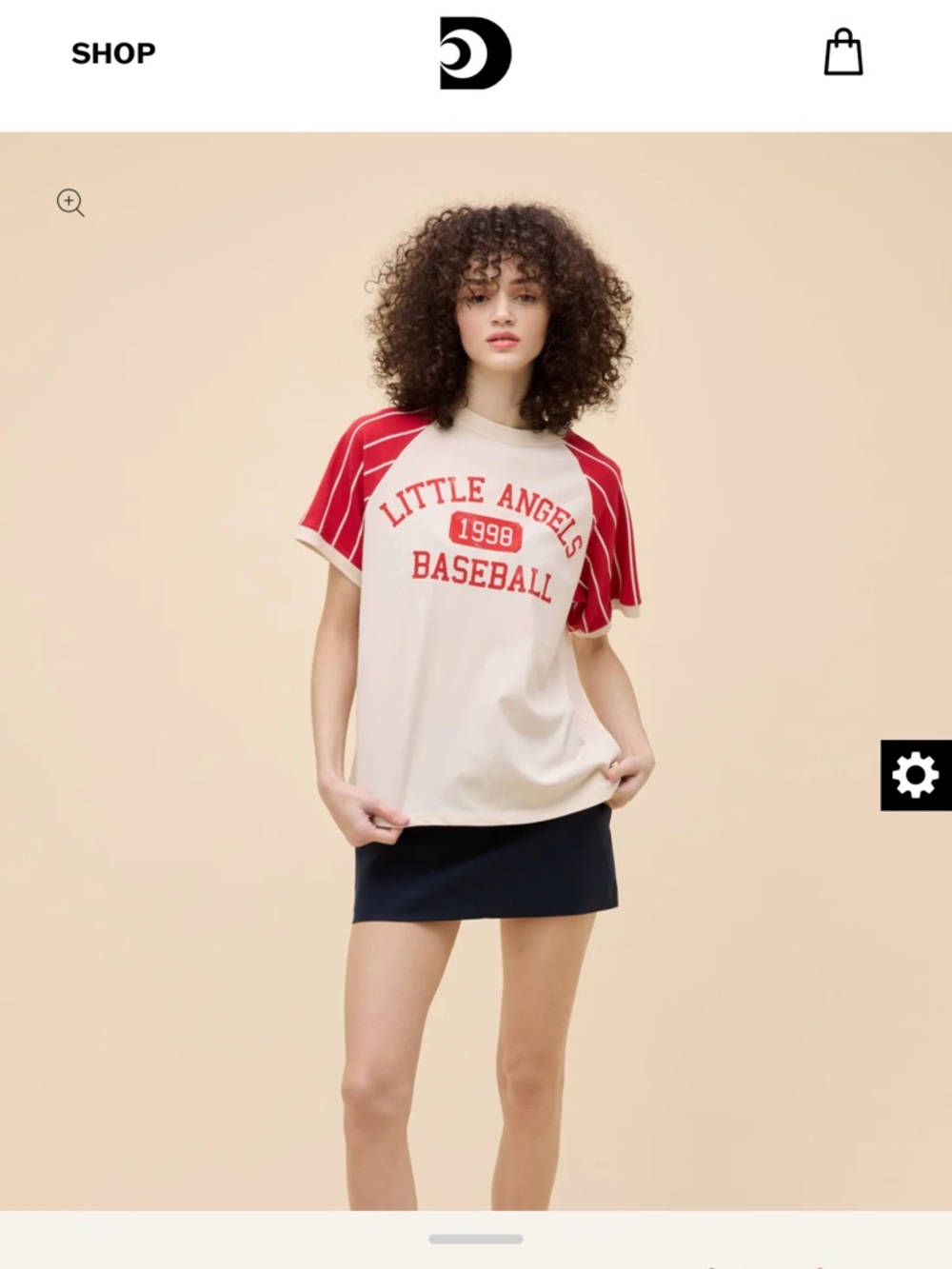 Daydreamer Little Angels Baseball Graphic Raglan Tee - Cream & Red